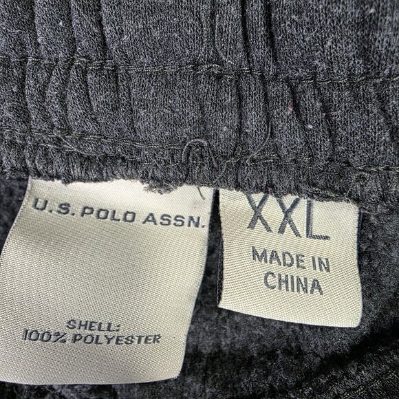 Mens US Polo Assn Gray Heavyweight Fleece Sweatpants Drawstring Polyester XXL - Picture 3 of 10